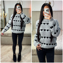 Hearts Sweater Puff Sleeves