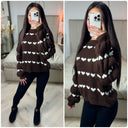 Hearts Sweater Puff Sleeves