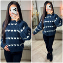 Hearts Sweater Puff Sleeves