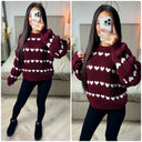 Hearts Sweater Puff Sleeves