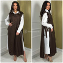 2pcs Heavy Corduroy Maxi Dress + Long Blouse Set