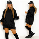 Hoodie Dress Double Puff Pockets