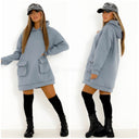Hoodie Dress Double Puff Pockets