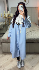 Hoodie Integrated Stripes Blouse