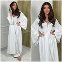 2pcs Beautiful Set Long Vest Wide Legs Elastic Waist Detail