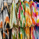 Zigzag Colorful Oversized Satin Maxi Drawstrings Dress