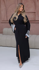 786 | Pearls Detail Abaya + Tie Belt + Scarf