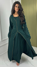 2pcs Set Dress Golden Seam Details 2025
