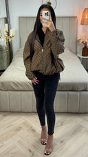 Denim Fashion Print Zipper Jacket Oversized