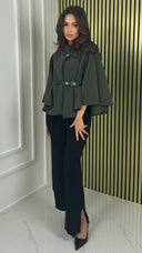 Butterfly Tie Belt Crop Coat