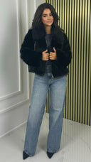 Crop Zipper Faux Fur Jacket 39188