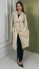 Leatherlook Tie Belt Button Jacket