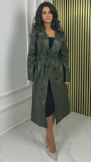 Leatherlook Tie Belt Button Jacket