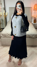 Sleeveless Teddy Cardigan Golden Buttons