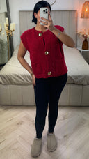 Sleeveless Teddy Cardigan Golden Buttons