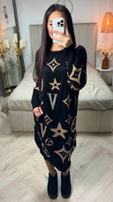 Famous V Glitter Thick Long Dress 690