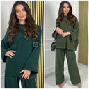 Round Neck Oversized Corduroy Wide Leg Set