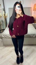 Crop Cardigan Pockets 3 Golden Buttons