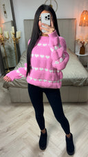 Hearts Sweater Puff Sleeves