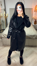 Faux Fur Leatherlook Tie Belt Jacket
