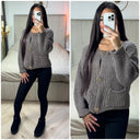 Crop Cardigan Pockets 3 Golden Buttons