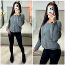 Crop Cardigan Pockets 3 Golden Buttons