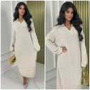 V Neck Collar Dress Double Splits 211644