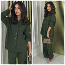 Blouse Wide Leg Set Thick Curved Line Material