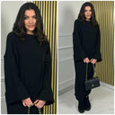 Knitwear Round Neck Maxi Dress Folded Sleeves 232092