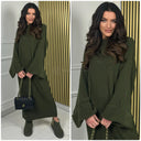 Knitwear Round Neck Maxi Dress Folded Sleeves 232092