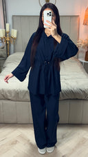 Integrated Waist Tie Detail Set Golden Buttons