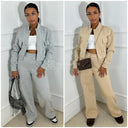 Jogging Crop Button Vest Wide Leg Set