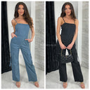Bestseller Naht Jumpsuit Cargo Silber Detail