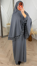 Khimar Maxi Jurk met Kantafwerking