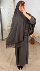 Khimar Maxi Jurk met Kantafwerking