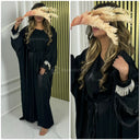 Kimono + Bindegürtel Kleid mit glänzenden Rüschenärmeln M1158
