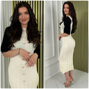 Knit MultiColor Golden Button Dress