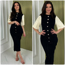 Knit MultiColor Golden Button Dress