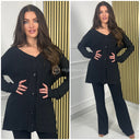 Thick Ribbed 5 Buttons Wide Leg PBT Set