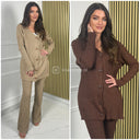 Thick Ribbed 5 Buttons Wide Leg PBT Set