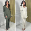 Thick Ribbed 5 Buttons Wide Leg PBT Set