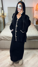 Knitwear Cardigan Golden Buttons + Skirt Set