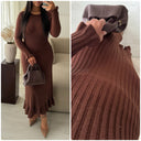 Knitwear Maxi Dress Ruffle Sleeve And Bottom