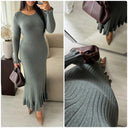 Knitwear Maxi Dress Ruffle Sleeve And Bottom