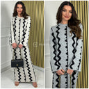 Knitwear Maxi Dress Curved Line Print 23198