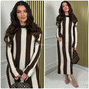 Knitwear Maxi Stripes Dress Folded Sleeves