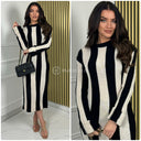 Knitwear Maxi Stripes Dress Folded Sleeves