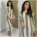 Knitwear Maxi Stripes Dress Folded Sleeves