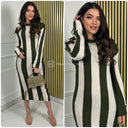 Knitwear Maxi Stripes Dress Folded Sleeves