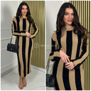 Knitwear Maxi Stripes Dress Folded Sleeves